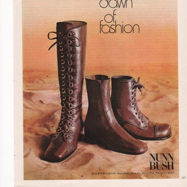 Nunn Bush New Dawn Of Fashion Boots Shoes 1971 Vintage Antique Anuncio
