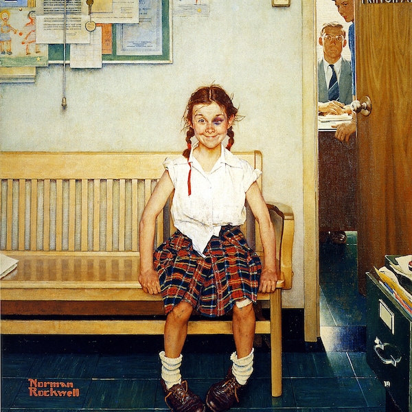 Girl With Black Eye 1953 Norman Rockwell Print - 8 in x 9 in Design - Printed in Matte