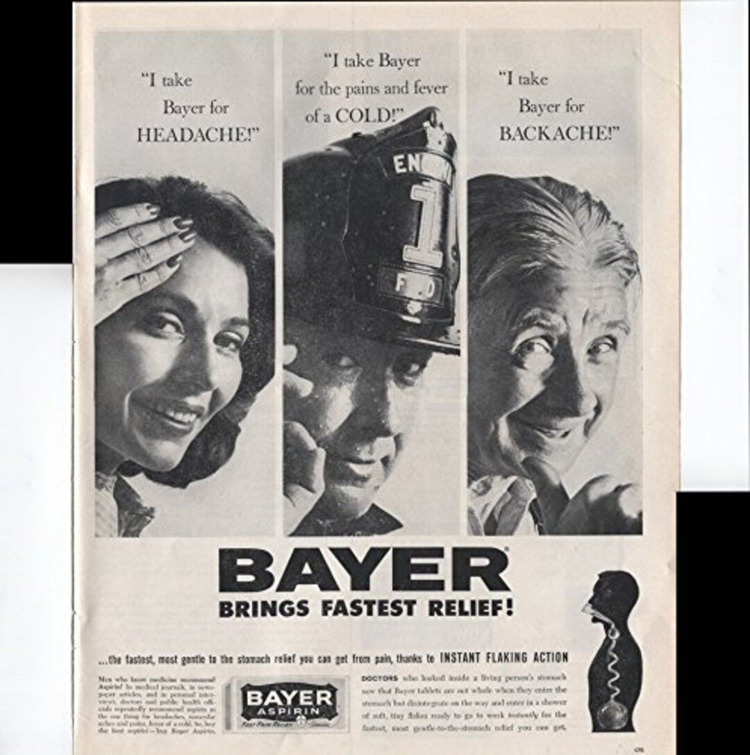 Bayer Aspirin Brings the Fastest Relief for Headache Pains Etsy