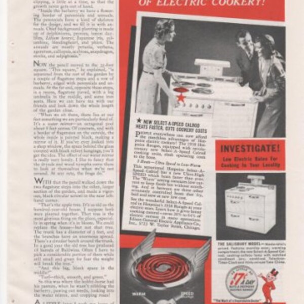 Hotpoint Electric Ranges Down Go Costs Appliance 1938 Home Antique Advertisement