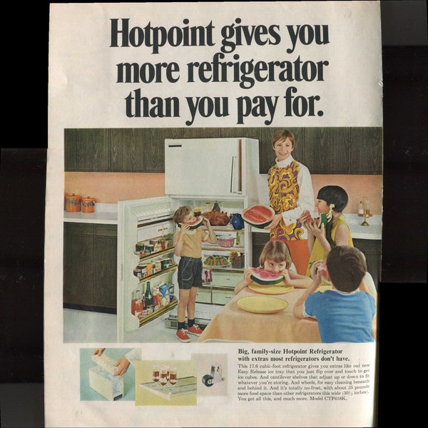 Hotpoint Gives You More Refrigerator Than You Pay For Washer Dryer Self-Clean Range 2 Page 1969 Vintage Antique Advertisement