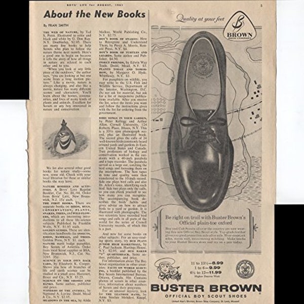 Buster Brown Official Boy Scout Shoes Be Right On Trail With Buster Brown's Plain Toe Oxford 1961 Vintage Antique Advertisement