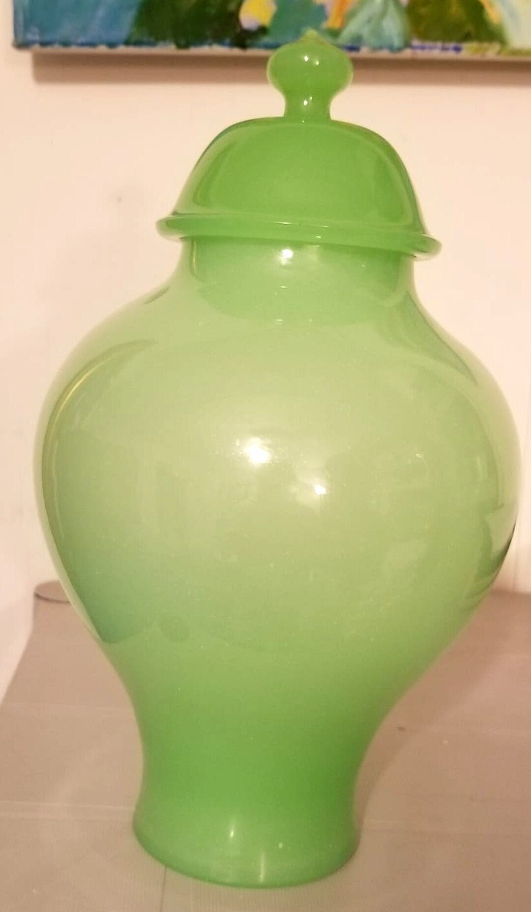 Vintage Fenton Jadeite Glass Ginger Jar W/lid 10 in Small Etsy