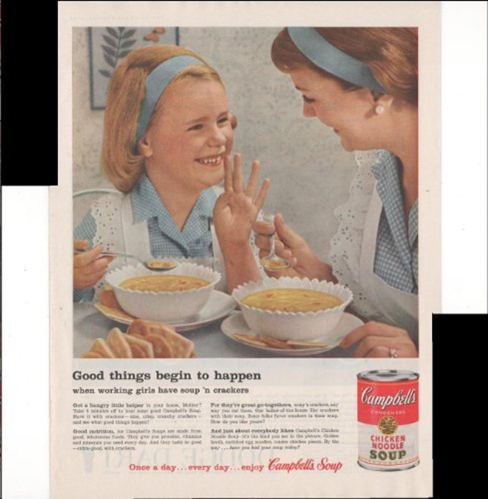 Campbell's Chicken Noodle Soup Good Things Happen 1960 Antique