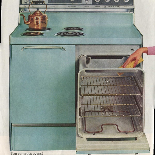 Frigidaire Golden 50 Anniversary Cleans Easy All Over The 1965 Pull 'N Clean Range 2 Page 1964 Antique Vintage Advertisement