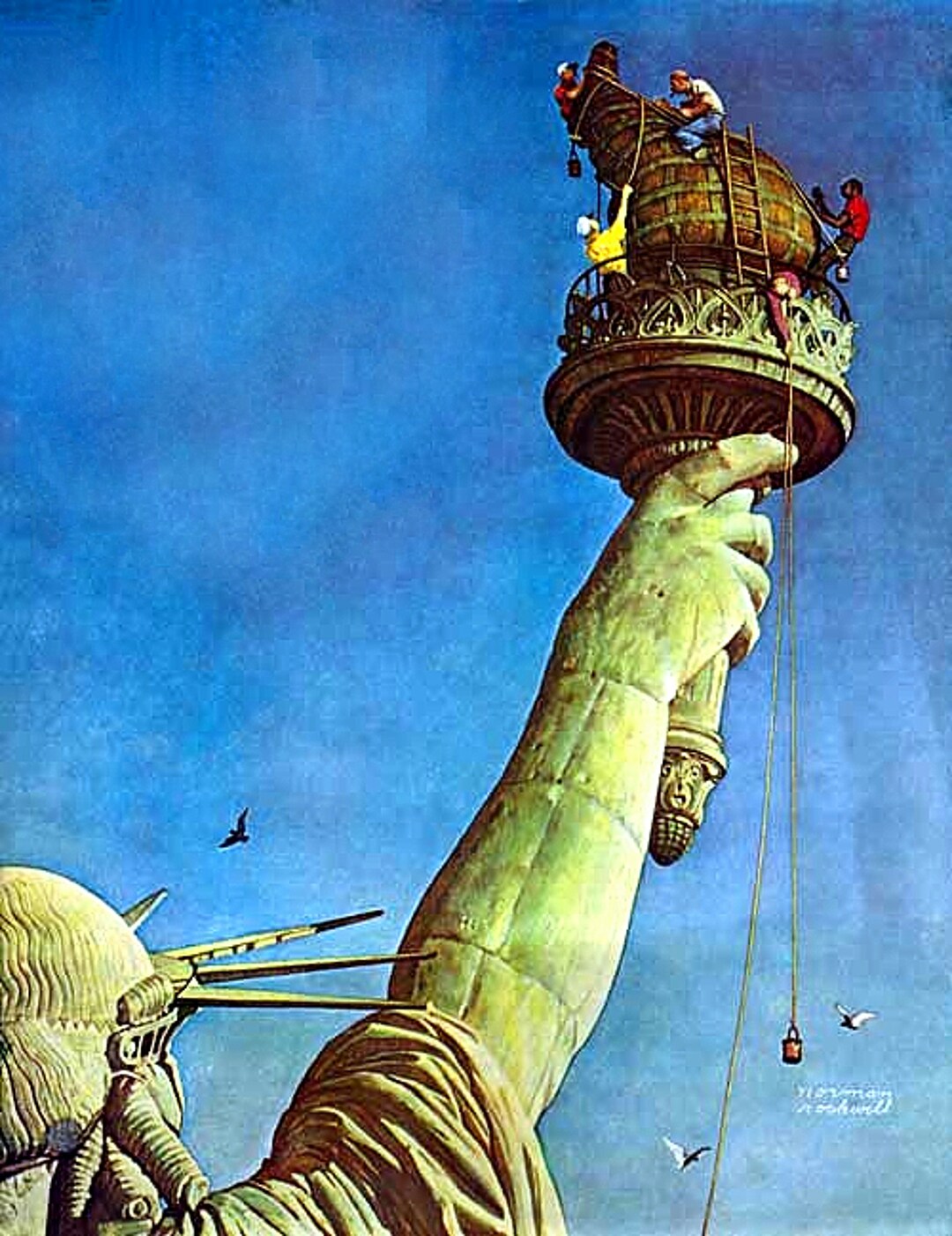 Statue of Liberty Cleaning Norman Rockwell Art Print 8 in X Etsy