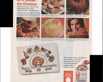 Pillsbury's Best Flour The Idea Flour! Give A Little Bit Of Yourself This Christmas Fancy Entertaining 1965 Vintage Antique Advertisement