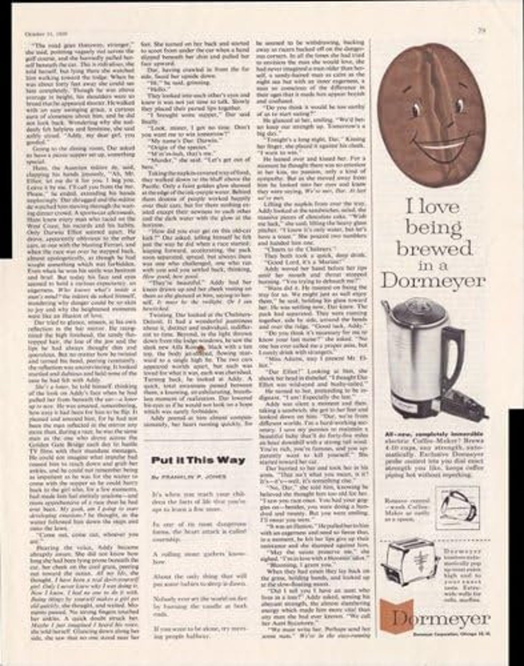 Dormeyer Coffee Maker Toaster 1959 Original Vintage Advertisement Etsy