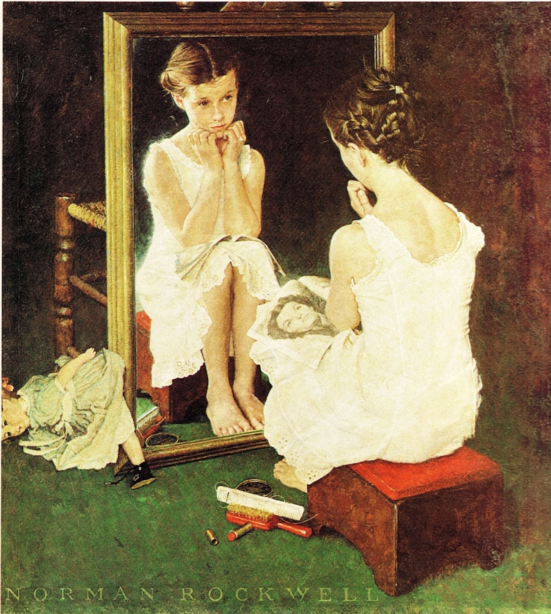 Norman Rockwell Girl at the Mirror 1954 Art Print 8 in X 9 - Etsy