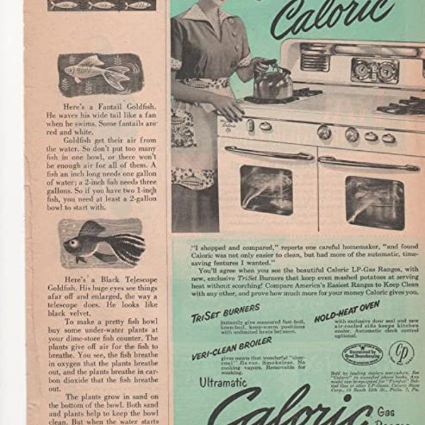 Caloric Gas Ranges Ultramatic Kitchen Stove Appliances Hold Heat Oven 1951 Farm Antique Advertisement