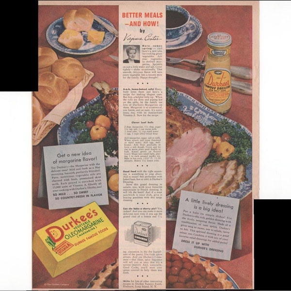 Durkee's Vegetable Oleo Margarine Home Food 1947 Vintage Antique Advertisement