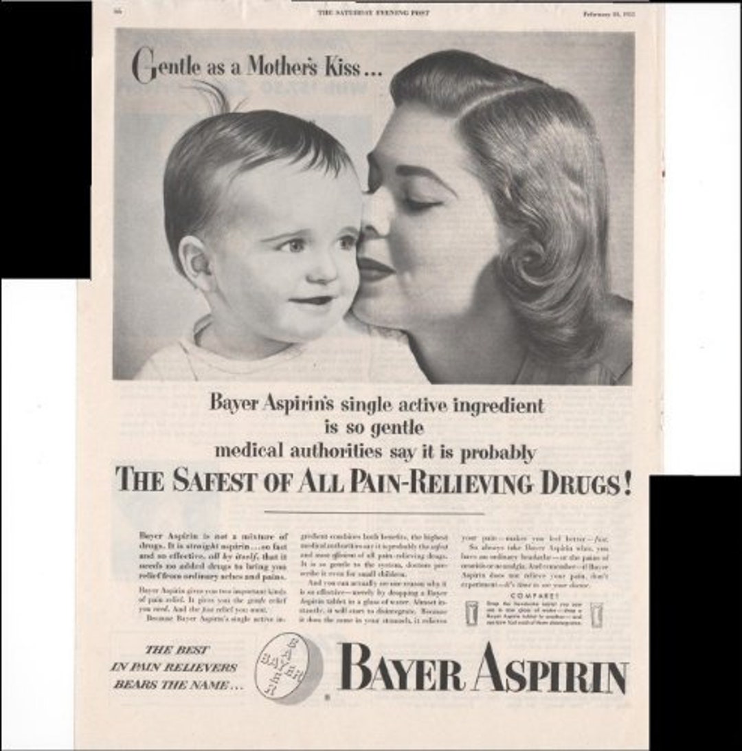 Bayer Aspirin Mother & Child Home Healthcare 1953 Vintage Antique