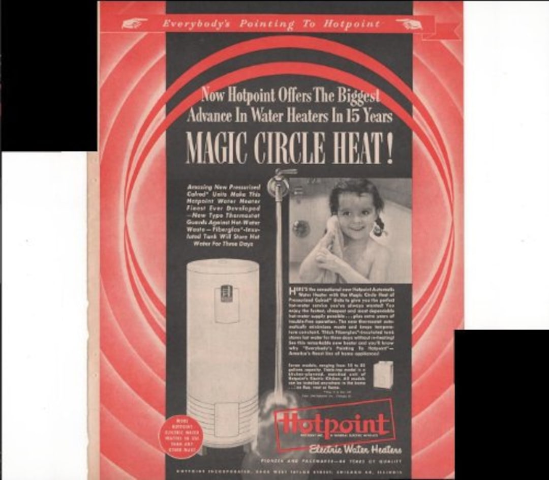 Hotpoint Electric Water Heaters Girl in Tub 1948 Vintage Etsy
