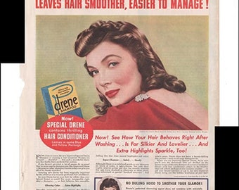 Drene Shampoo Hair Glamor Charles Bock Beauty Health 1941 Antique Advertisement