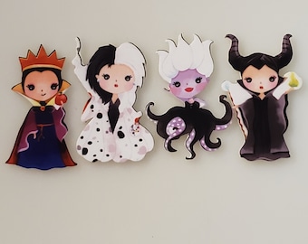 Set of 2: Evil Female Villain Mistresses  Flatback Resin Bow Centers Scrapbooking