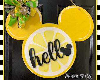Mickey Inspired Hello Lemon Mouse Front Door Front Porch