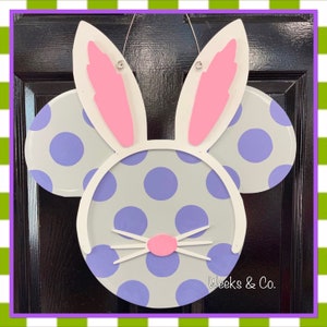 Disney Inspired Easter Bunny Mickey Door Hanger Front Door Mickey Mouse Easter Rabbit Spring