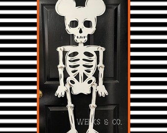 Disney Inspired Mickey Skeleton Door Hanger Front Door Mickey Mouse Halloween Funny Bones