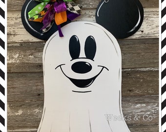 Disney Inspired Mickey Mouse Ghost Door Hanger Front Door Mickey Mouse Halloween