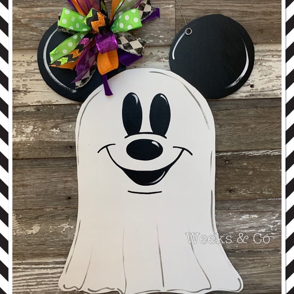 Disney Inspired Mickey Mouse Ghost Door Hanger Front Door Mickey Mouse Halloween