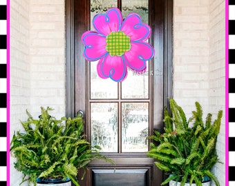 Hot Pink Spring Summer Flower Door Hanger