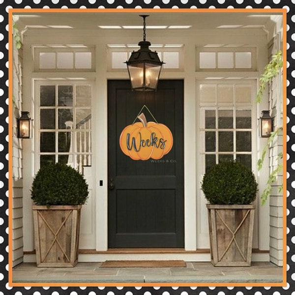 Traditional Fall Pumpkin Door Hanger Fall Porch Decor Front Door