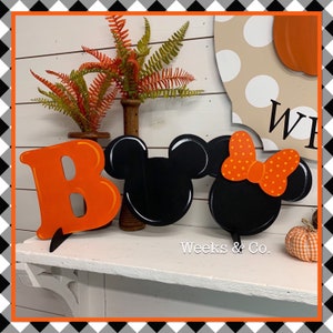 Mickey Boo Disney Inspired BOO Mickey and Minnie Shelf Sitter Halloween Decoration stander Decor Mantle Decor Mickey Mouse