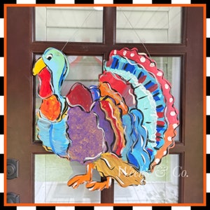 Funky Turkey Front Door porch Wall Decor Autumn Front Door