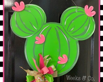 Mickey Inspired Cactus Door Hanger Front Door Mouse Front Porch