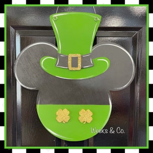 Mickey Inspired Lucky St. Patrick's with Leprechaun Hat with Gold Glitter Buckle