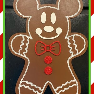 Disney Inspired Christmas Mickey Gingerbread  Door Hanger Front Door Mickey Mouse