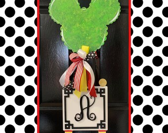 Mickey Inspired Topiary with Initial Front Porch Front Door Mouse