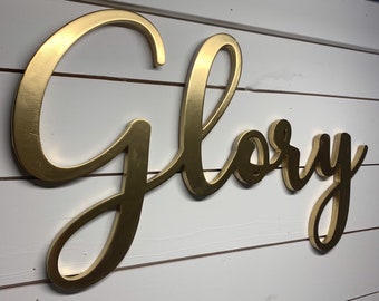 Glory Sign metallic gold Wooden 24 inch Farmhouse Mantel Decor