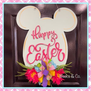 Disney Inspired Easter Egg Mickey Door Happy Easter Hanger Front Door Mickey Mouse Easter Bunny  Rabbit Spring