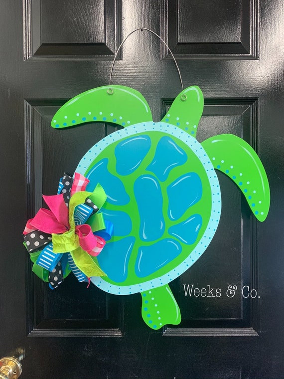 Sea Turtle Door Hanger Beach House Summer Front Porch Etsy