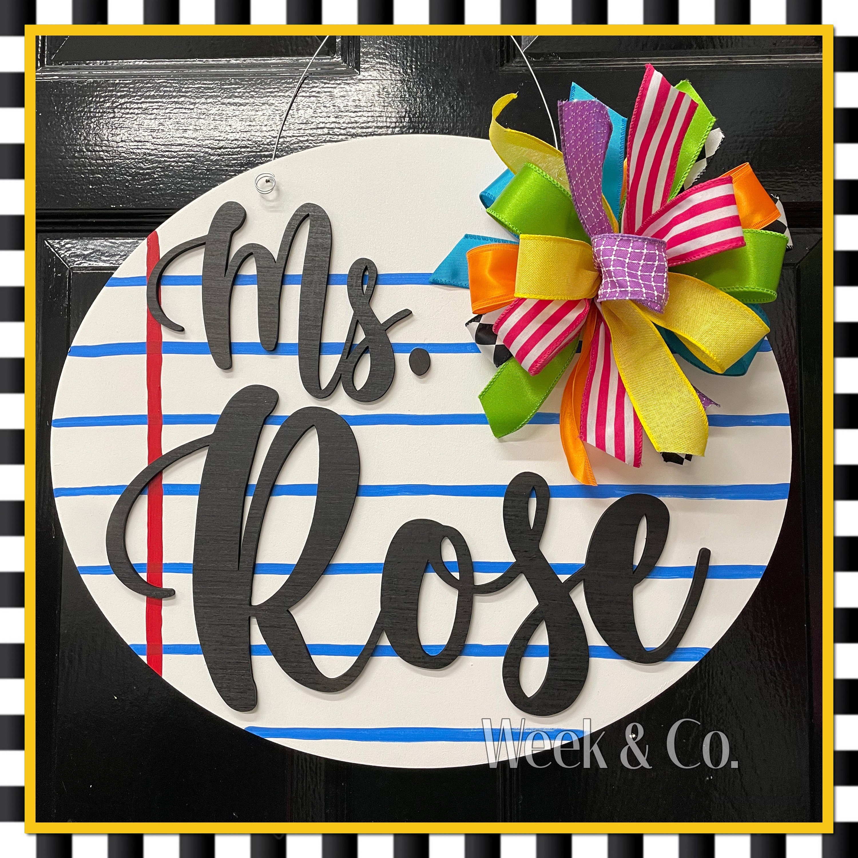 Notebook Paper Door Hanger Classroom Decor Back to School Door Etsy