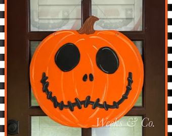 Happy Jack Jack-o-lantern Halloween Door hanger Front Door Friendly Not so scary Pumpkin Fall