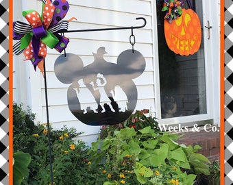 14 Inch Disney Inspired Halloween Garden Haunted Mansion Hitchhiking Ghost Foolish Mortals Flag Aluminum No rust Mickey Pumpkin ACM