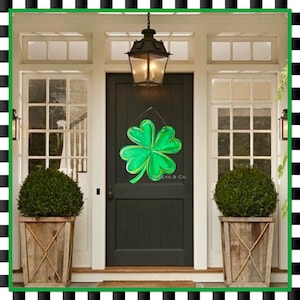 St. Patrick's Four Leaf Clover Leprechaun Front Door Door Hanger image 1