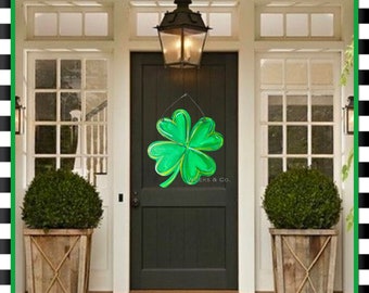 St. Patrick's Four Leaf Clover Leprechaun Front Door Door Hanger