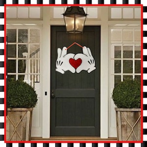 Mickey Hands Heart Door Hanger Disney Front Door Mouse Mickey Inspired