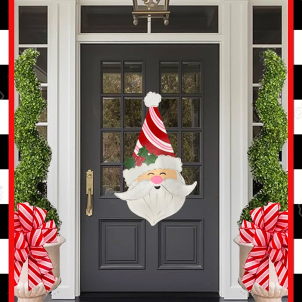 Candy Cane Santa Christmas Door Hanger Large Porch Decor Front Door