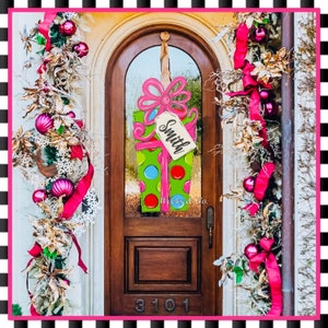 Whimsical Christmas Gift with Personalized Gift Tag Door Hanger Porch Decor Front Door