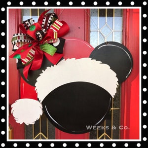 Disney Inspired Christmas Mickey Santa  Door Hanger Front Door Mickey Mouse