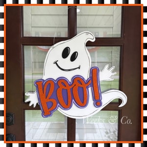 BOO Ghost Happy Halloween Not Scary Ghost Front Door porch Wall Decor Autumn Front Door