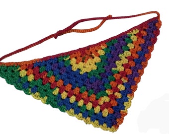 Crochet Rainbow Headband Bandana - Pride Bandana