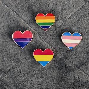 Pride Flag hart emaille pins - Kies je vlag: Rainbow, Bi, Pan, Trans - LGBTQ+ Ally & Identity reversspeldjes (optionele borgpen aan achterkant)