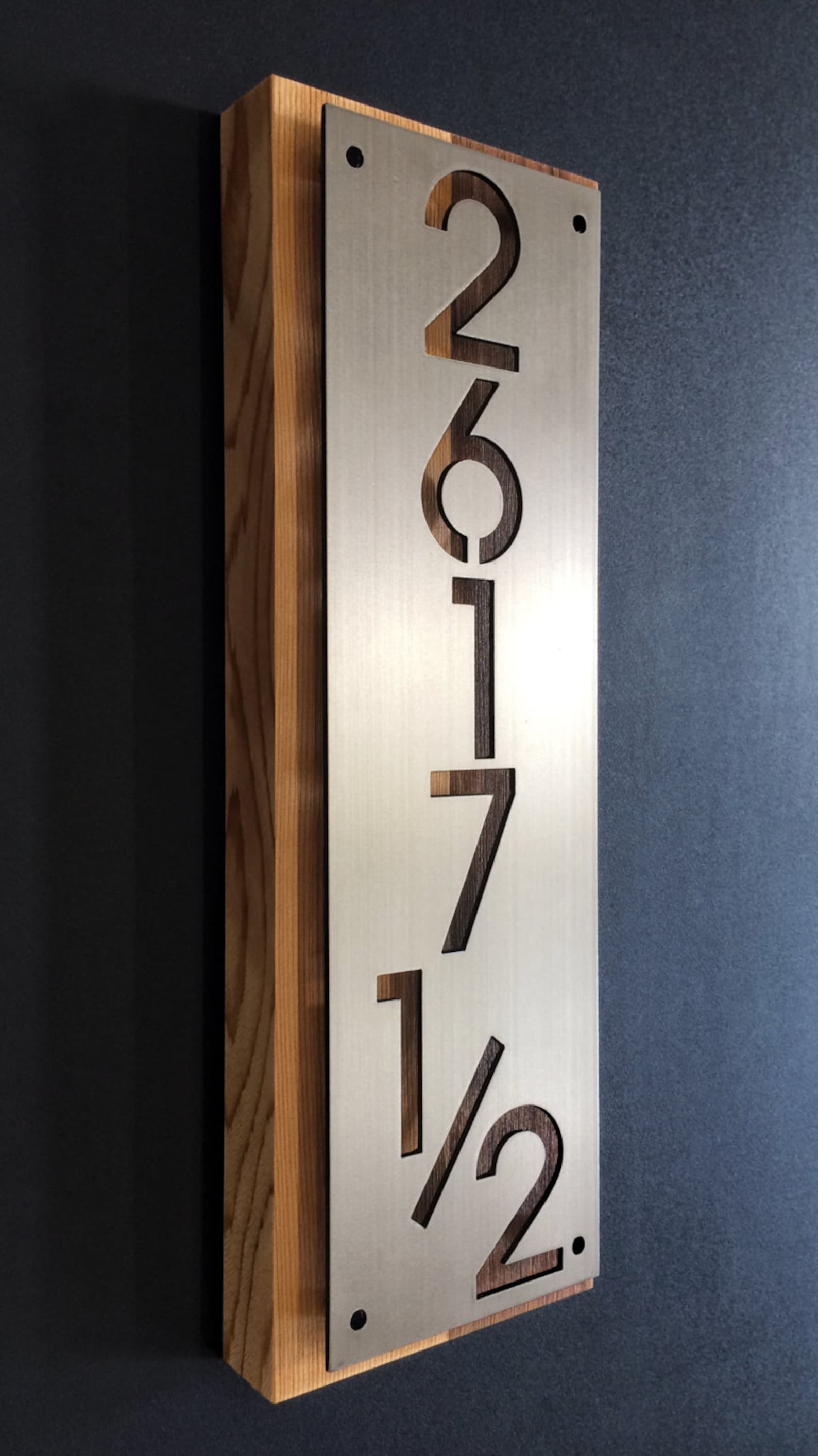 Custom Stainless Steel and Cedar House Number Address Plaque Etsy