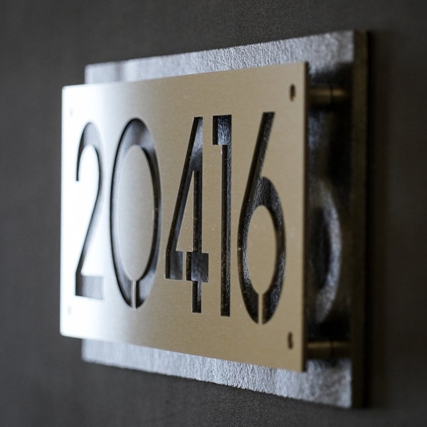 Custom  Stainless Steel And Natural Slate House Numbers