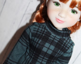 15 Inch Doll (like Ruby Red Fashion Friend) Green & Black Plaid Stretch Knit Pajamas